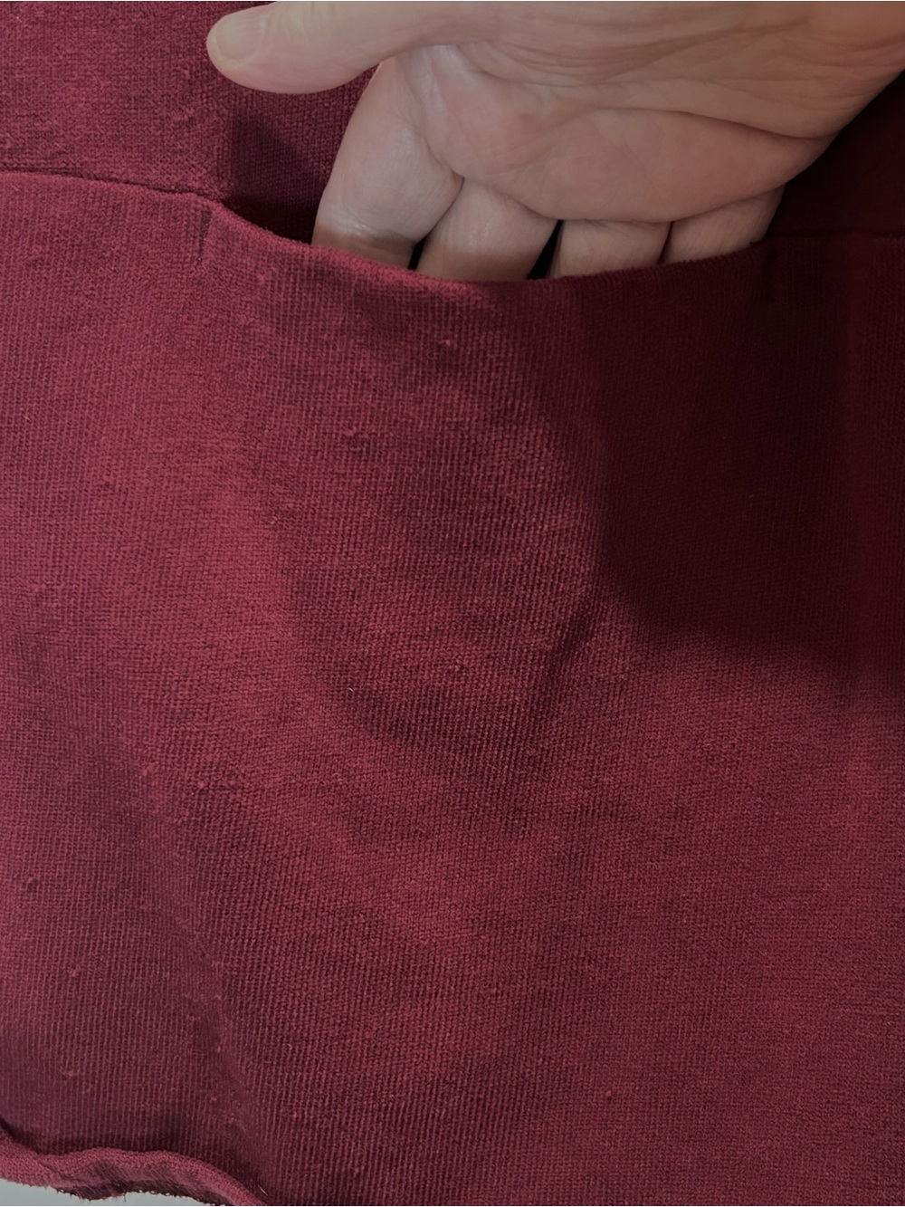J. Jill Burgundy Long Line Brushed Cotton Knit Tunic, 3/4 Sleeves - Large - Picture 7 of 9